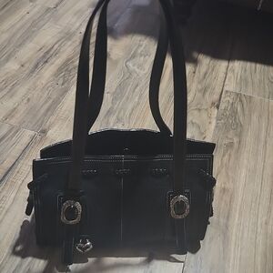 Brighton Elegant Black Shoulder Bag with Silver Details